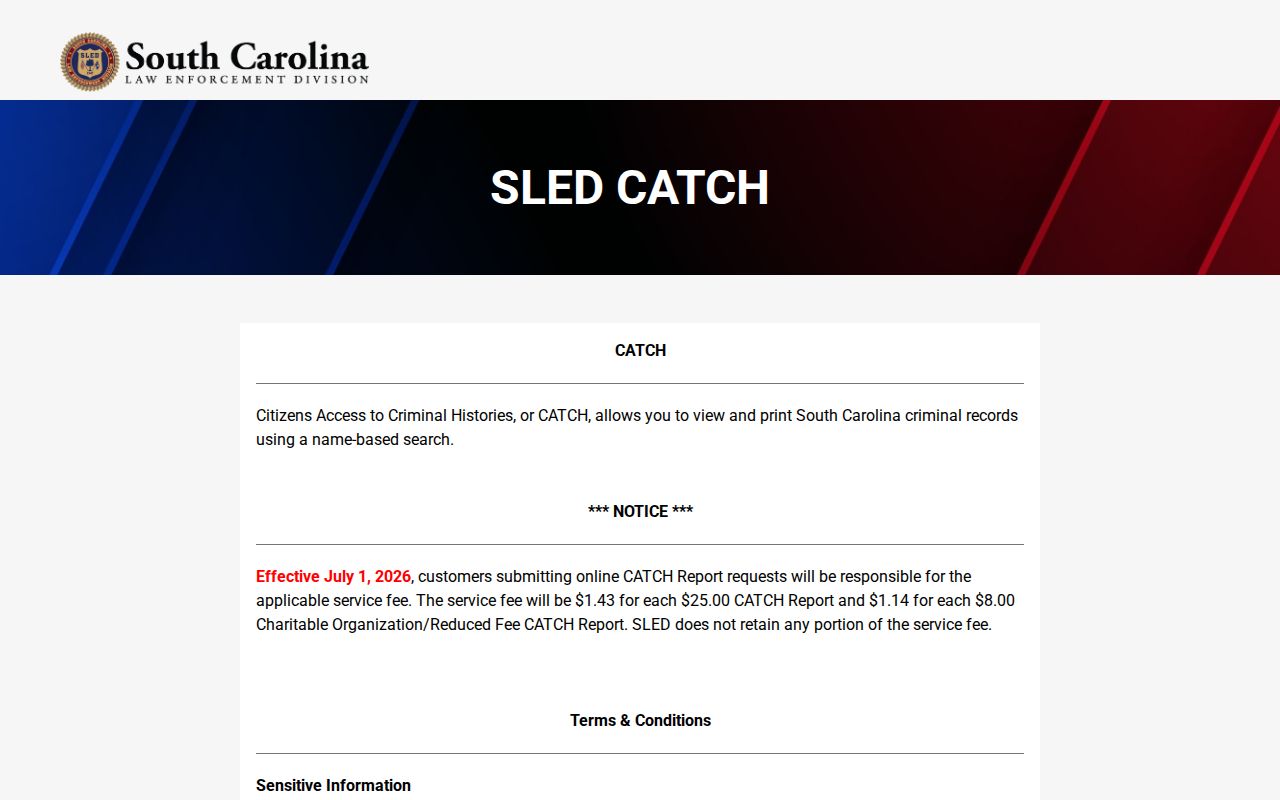 Easley residents directory official SLED CATCH request screen